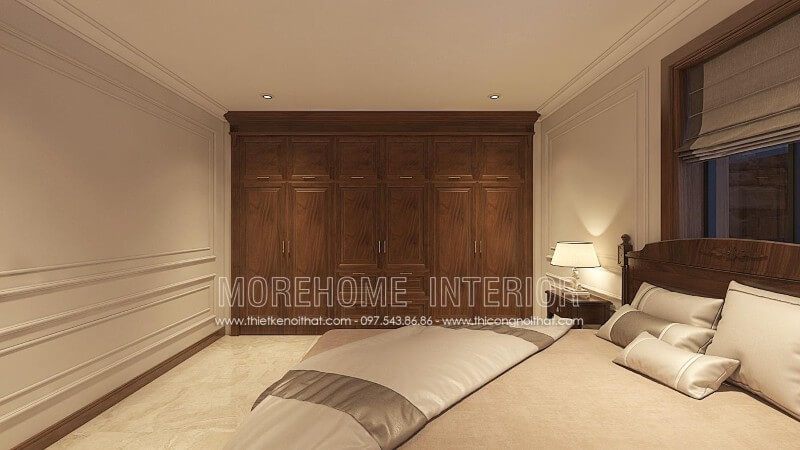 Morehome tư vấn chọn mẫu tủ quần áo gỗ óc chó đẹp cho không gian phòng ngủ biệt thự